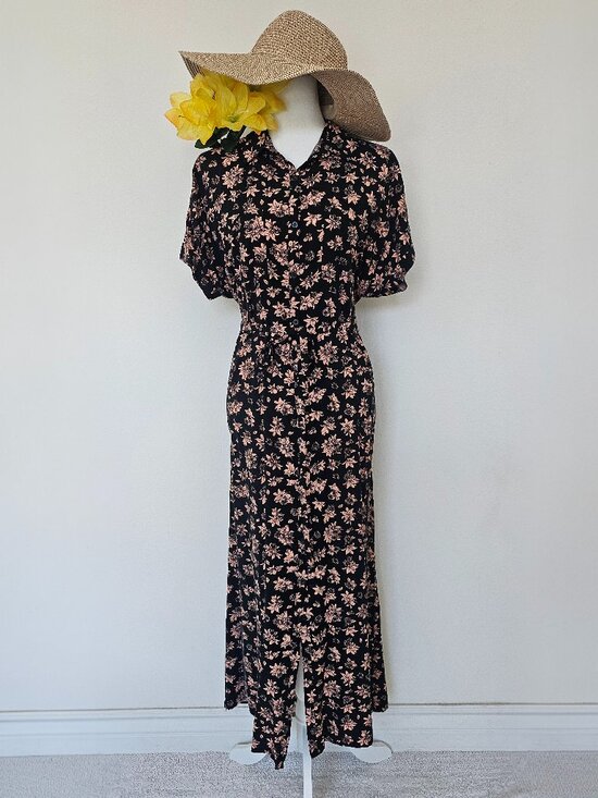 LuLaRoe Dresses & Skirts - LuLaRoe Black Floral Button Front Maxi Dress Size M